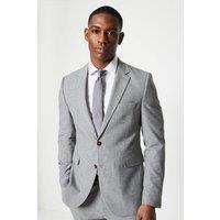 Mens Grey Textured Semi Plain Suit Jacket - 42L