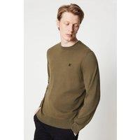 Mens Cotton Rich Long Sleeve Crew Neck - Khaki - S