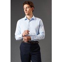 Mens Tailored Fit Herringbone Weave Long Sleeve Shirt - Blue - 15 In