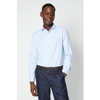 Mens Long Sleeve Regular Fit Herringbone Shirt - Blue - 15 In