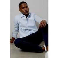 Mens Stripe Long Sleeve Oxford Shirt - Light Blue - L