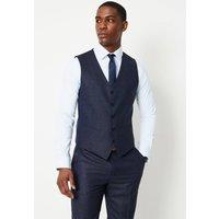 Mens Tonal Grid Check Slim Fit Waistcoat - Grey - Xxl