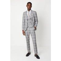 Mens Grey Fine Check Slim Fit Suit Trouser - 32R