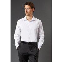 Mens White Easy Iron Oxford Slim Fit Long Sleeve Shirt - 17.5 In