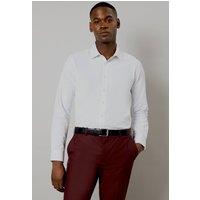 Mens White Easy Iron Cavalry Twill Slim Fit Long Sleeve Shirt - 16.5 In