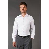 Mens White Skinny Fit Long Sleeve Easy Iron Shirt - 17 In