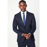 Mens Navy Slim Fit Herringbone Suit Jacket - 44L