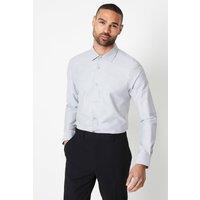 Mens Light Grey Easy Iron End On End Slim Fit Long Sleeve Shirt - 15 In