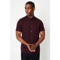 Mens Burgundy Short Sleeve Oxford Shirt - Xxl
