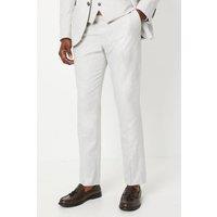Mens Linen Blend Slim Fit Suit Trouser - Pale Grey - 38R