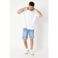 Mens Light Wash Denim Short - Light Blue - 28