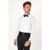 Mens White Wing Collar Bib Front Slim Fit Long Sleeve Dress Shirt - 17.5 In