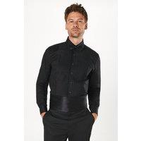Mens Black Pleat Front Slim Fit Long Sleeve Dress Shirt - 15 In