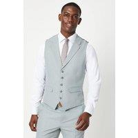 Mens Light Turquoise Twill Weave Suit Waistcoat - Green - M