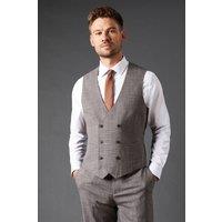 Mens Charcoal Slim Fit Puppytooth Check Waistcoat - Xs