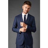 Mens Navy Sharkskin Tailored Fit Suit Jacket - 46R