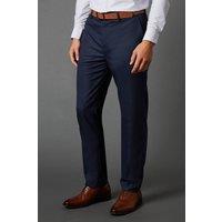 Mens Navy Sharkskin Slim Fit Trousers - 38R