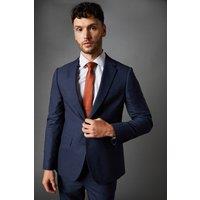Mens Navy Sharkskin Slim Fit Suit Jacket - 36R