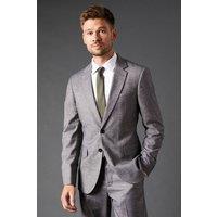 Mens Mid Grey Sharkskin Tailored Fit Suit Jacket - 38S