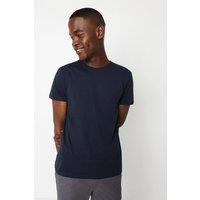 Mens Navy Plain Crew Neck T-Shirt - L