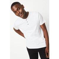 Mens Grandad Neck T-Shirt - Light Grey - M