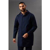Mens Navy Water Resistant Hooded Coat - M