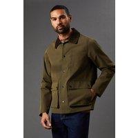 Mens Khaki Cord Collar 3 Pocket Jacket - M