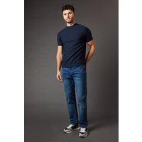 Mens Blue Wash Stretch Straight Fit Jeans - Light Wash - 38R