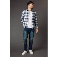 Mens Dark Vintage Wash Stretch Straight Jeans - Dark Wash - 34R