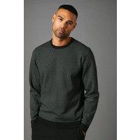 Burton Men Patterned Crew Neck Jumper in black | Size: large