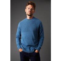 Mens Link Yoke Crew Neck Jumper - Mid Blue - S