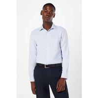 Mens Off White End On End Easy Iron Slim Fit Long Sleeve Shirt - 14.5 In