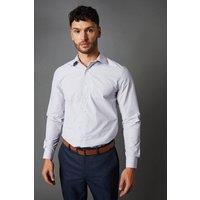 Mens White Multi Stripe Easy Iron Slim Fit Long Sleeve Shirt - 15.5 In