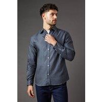 Mens Long Sleeve Chest Pocket Oxford Shirt - Grey - S