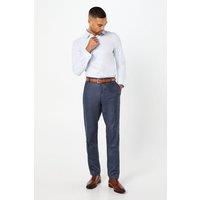 Mens Navy Puppytooth Slim Fit Smart Trousers - 32R