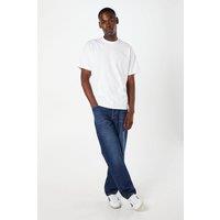 Mens Dark Wash Loose Straight Fit Jean - Mid Blue - 36S