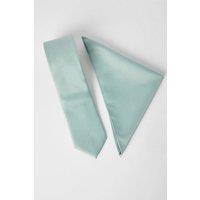Mens Sage Textured Tie And Pocket Square - One Size