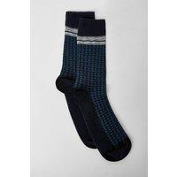 Mens Navy Single Jacquard Socks - One Size