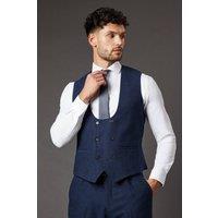 Burton Men Navy Tweed Look Waistcoat | Size: large