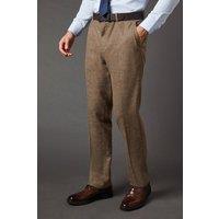 Mens Light Brown Tweed Look Tailored Fit Suit Trouser - Neutral - 30R
