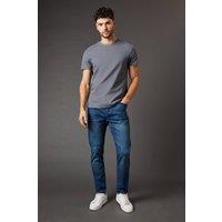 Mens Blue Wash Stretch Tapered Fit Jeans - Bright Blue - 32S