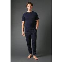 Mens Navy Raglan T-Shirt And Jogger Loungewear Set - L
