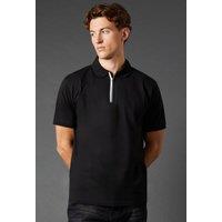 Mens Split Placket Polo Shirt - Black - Xl