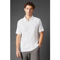 Mens Front Panel Zip Detail Polo Shirt - White - Xxl