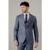 Mens Blue Semi Plain Slim Fit Suit Jacket - 38S