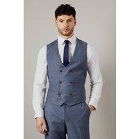 Mens Blue Semi Plain Slim Fit Waistcoat - M