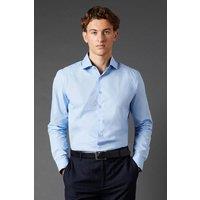 Mens Blue Cotton Cutaway Collar Slim Fit Long Sleeve Shirt - 17.5 In