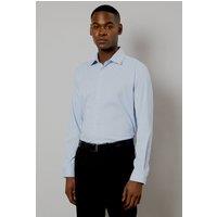 Mens Burton 1904 Slim Fit Stretch Non-Iron Stripe Long Sleeve Shirt - Blue - 17 In