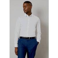 Mens White Premium Cotton Tailored Fit Long Sleeve Shirt - 14.5 In