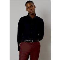 Mens Black Premium Cotton Tailored Fit Long Sleeve Shirt - 16.5 In